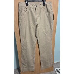 Tribal Size 8 Women Khaki Tan Stretch Straight Leg Pants Studded Pockets